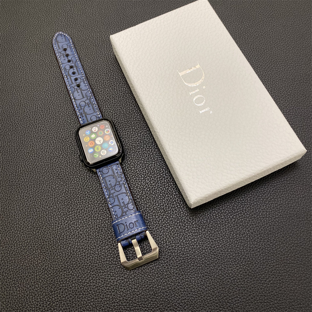 Leather CD Apple Watch Band Blue-YHK240509