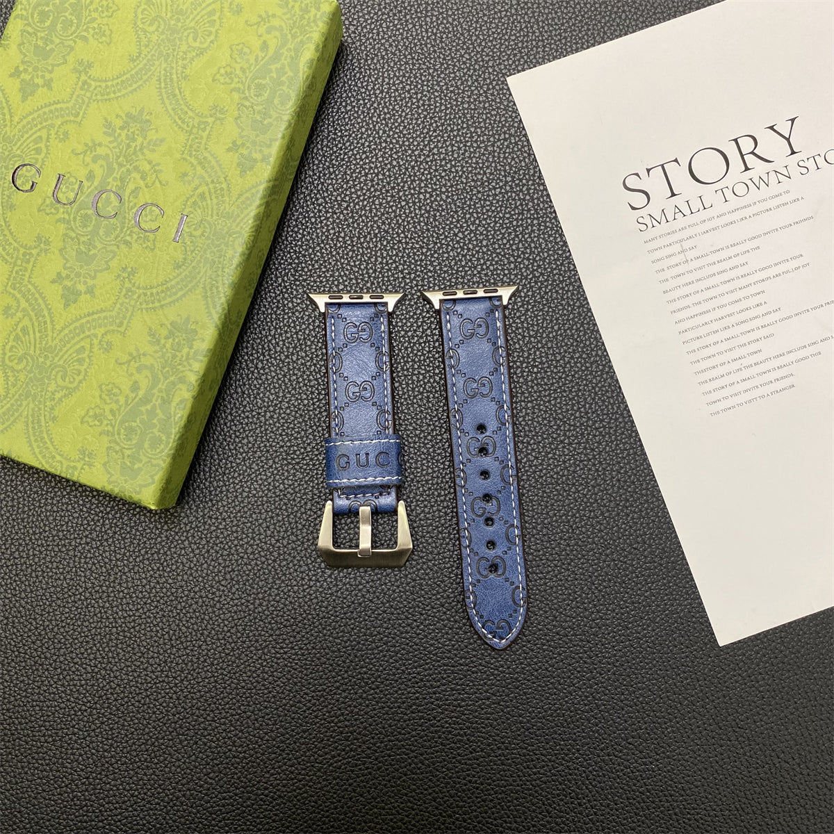 GG Apple Watch Band Leather Blue-SW24422