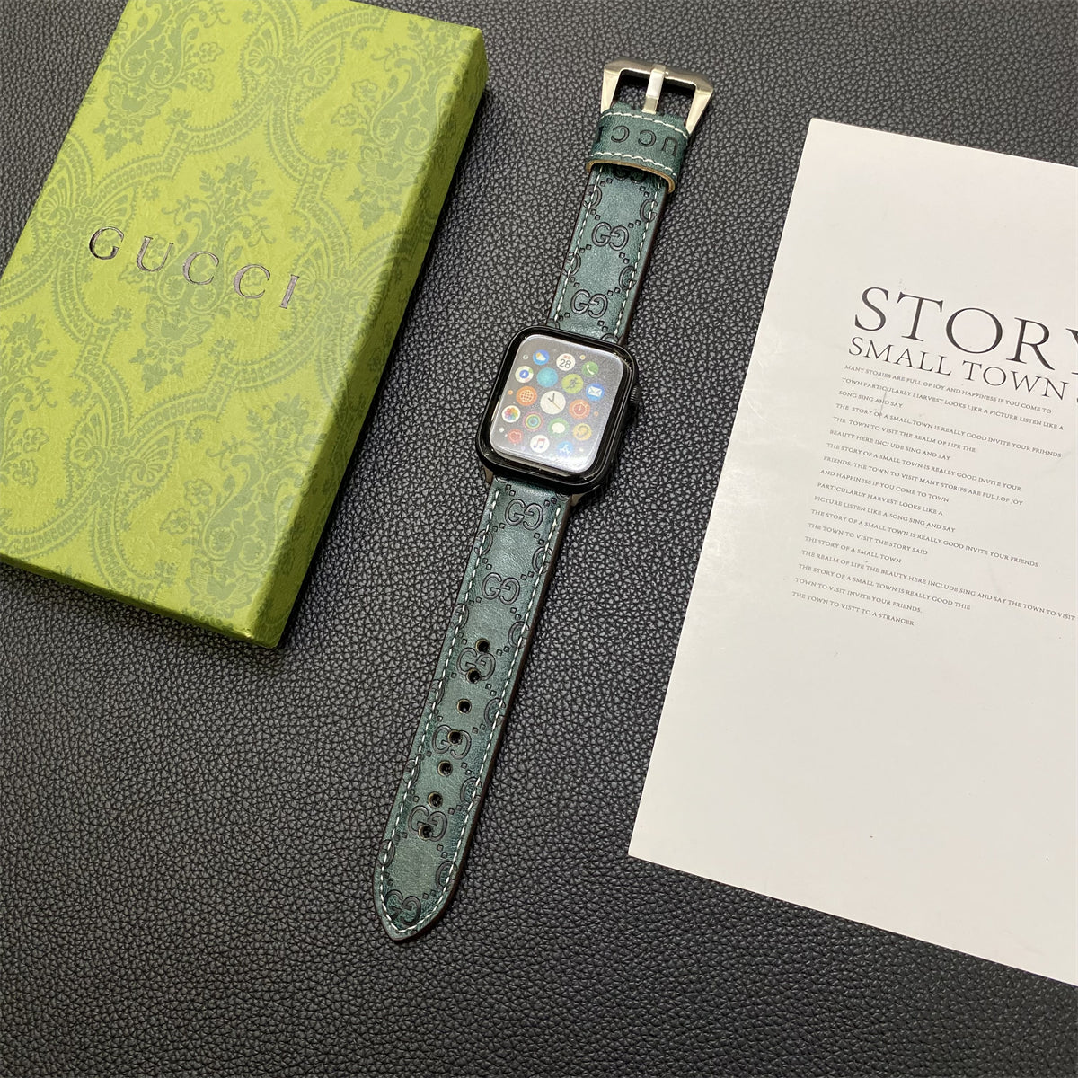 GG Apple Watch Band Leather Green-SW24422