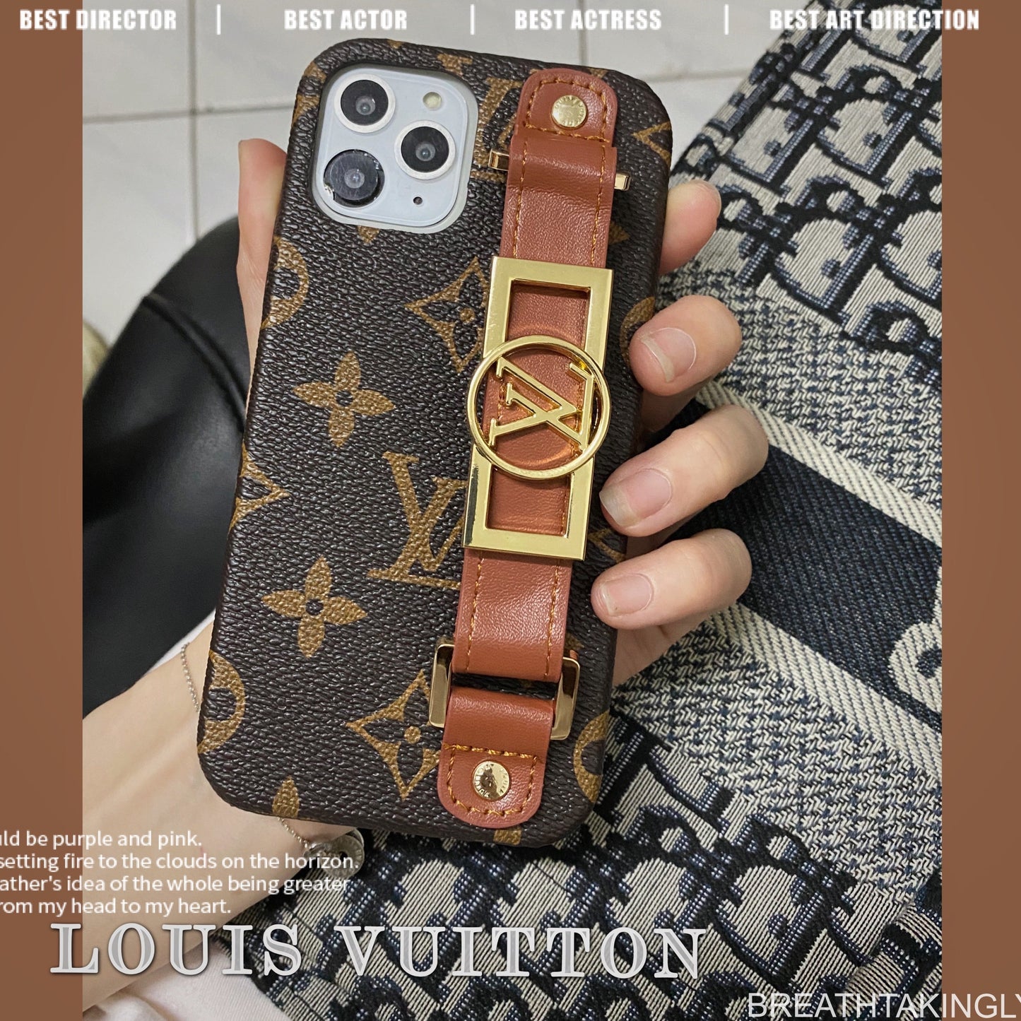 Leather Monogram iPhone Case With Holder-DK231215