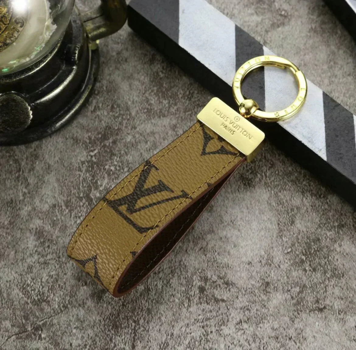 Leather Monogram Keychain