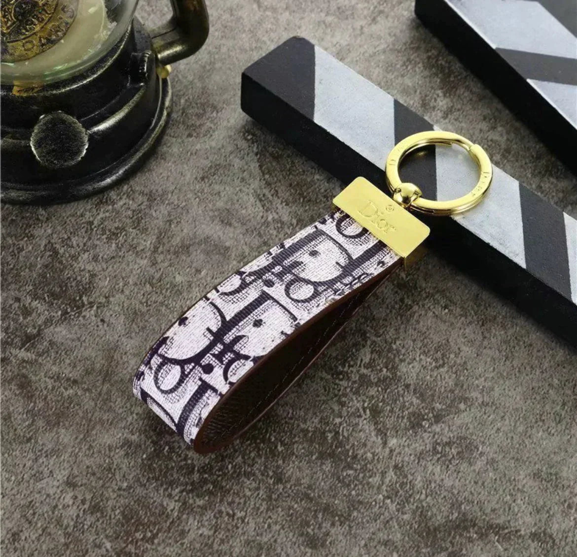 Leather Monogram Keychain