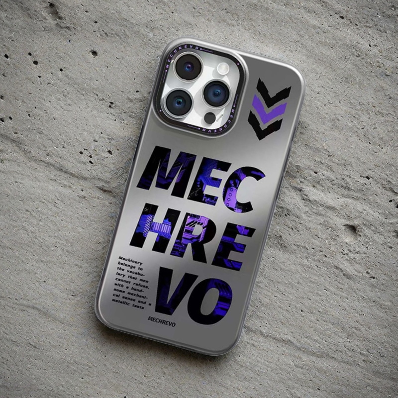 Reflective Phone Case | Metal Mechanical Fonts Purple