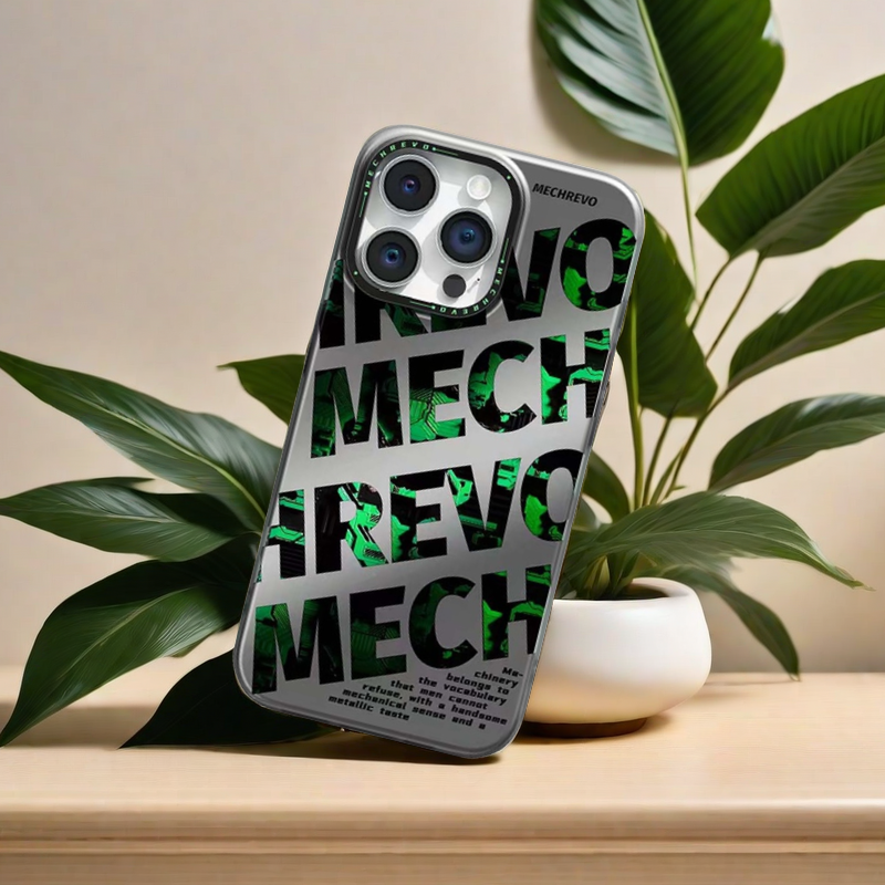 Reflective Phone Case | Metal Mechanical Fonts Green