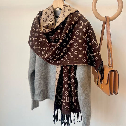 Double-Sided Warm Scarf & Shawl with Tassels