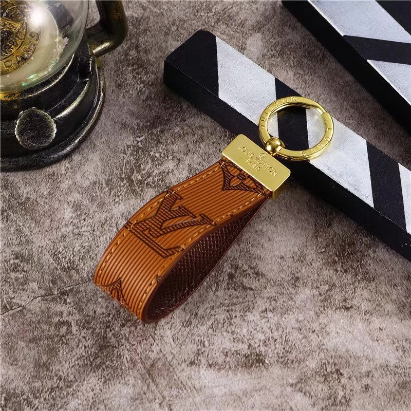 Leather Monogram Keychain