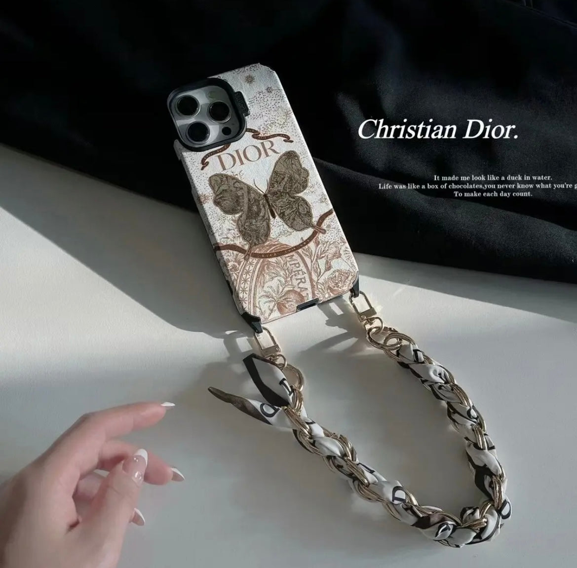 Trendy Brand Silk Scarf Chain Phone Case