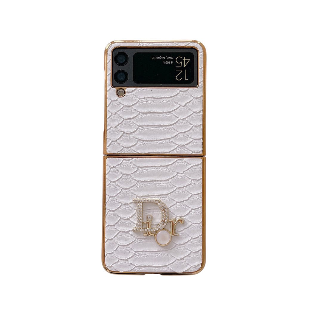 Dior Black and White Leather Z Flip/Z Fold Phone Case