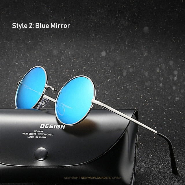 Retro Classic Vintage Round Polarized Sunglasses Men Brand Designer Sun Glasses Women Metal Frame Black lens Eyewear Driving