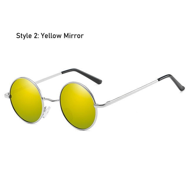 Retro Classic Vintage Round Polarized Sunglasses Men Brand Designer Sun Glasses Women Metal Frame Black lens Eyewear Driving