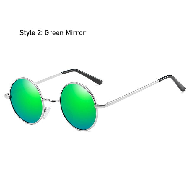 Retro Classic Vintage Round Polarized Sunglasses Men Brand Designer Sun Glasses Women Metal Frame Black lens Eyewear Driving