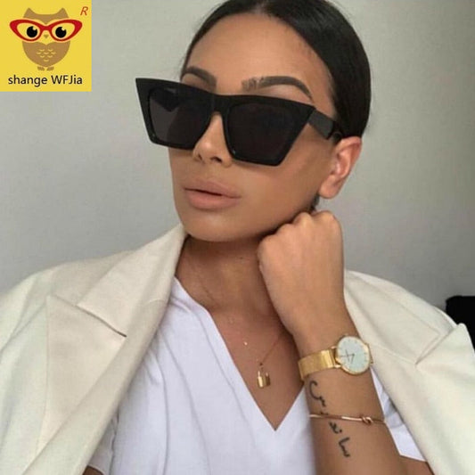 new brand sunglasses Square glasses  Personalized cat eyes Colorful sunglasses trend versatile sunglasses uv400 curtain