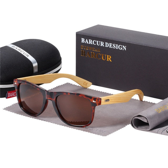 BARCUR Polarized Bamboo Sunglasses Men Wooden Sun glasses Women Brand Original Wood Glasses Oculos de sol masculino