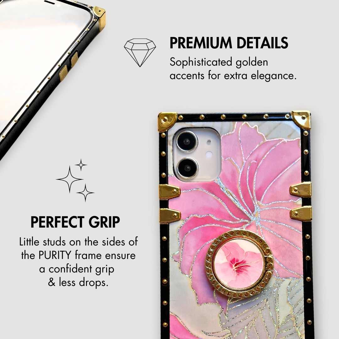 Samsung Case with Ring "Pink Hibiscus"